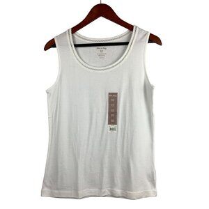 White Stag Womens Sleeveless Tank Top S (4-6) 100% Cotton White Made In Indonesi